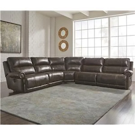5-Piece Power Reclining Sectional with Armless Recliner